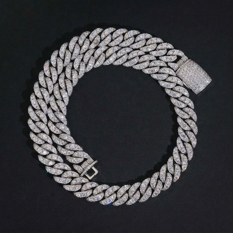 Chaîne Cubaine 1 Rang 16 mm diamant de laboratoire Homme - porté par un homme - Emir ICE