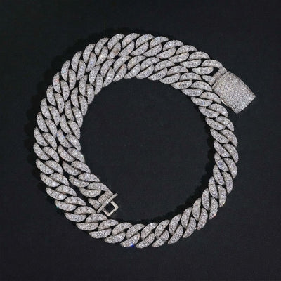 Chaîne Cubaine 1 Rang 16 mm diamant naturel Femme - produit seul - Emir ICE