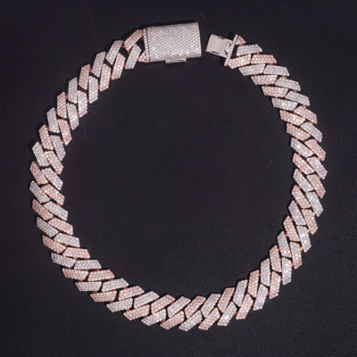 Chaîne Cubaine 3 Rangs 18 mm diamant naturel Femme - produit seul - Emir ICE