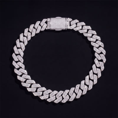 Chaîne Cubaine 3 Rangs 26 mm diamant naturel Femme - produit seul - Emir ICE