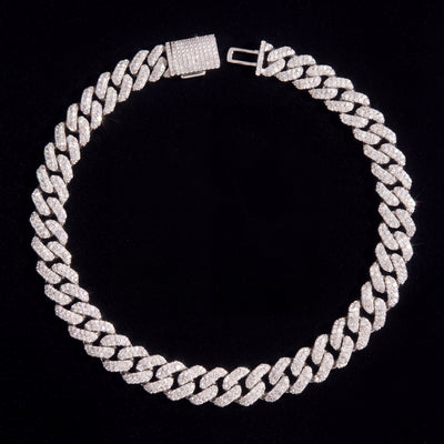 Chaîne Cubaine 3 Rangs Laiton 10 mm diamant de laboratoire Femme - produit seul - Emir ICE