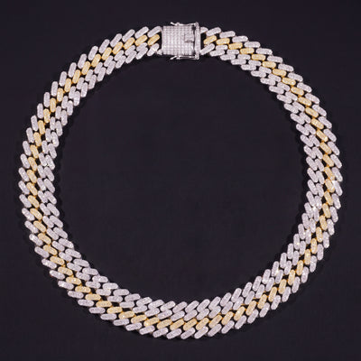 Chaîne Cubaine 3 Rangs 10 mm moissanite Femme - produit seul - Emir ICE