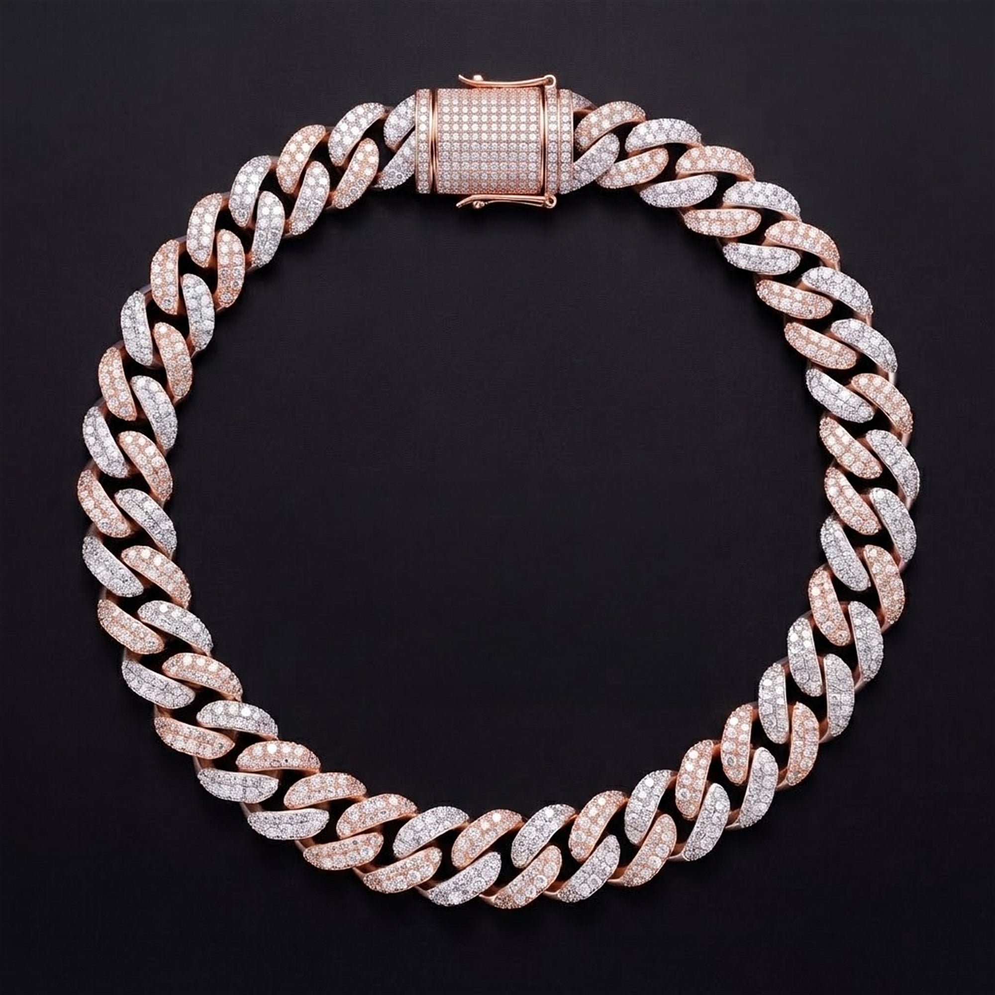 Chaîne Cubaine Bicolore 20 mm diamant de laboratoire Homme - produit seul - Emir ICE