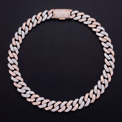 Chaîne Cubaine Bicolore 15 mm moissanite Femme - produit seul - Emir ICE