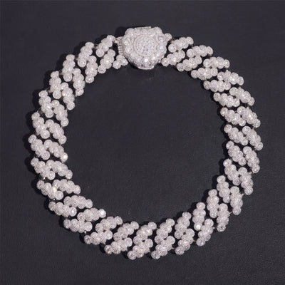Chaîne Cubaine Cluster Serti Clos 20 mm diamant naturel Homme - produit seul - Emir ICE