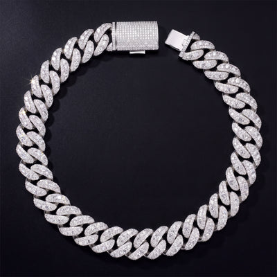 Chaîne Cubaine Miami 3 Pierres 30 mm diamant de laboratoire Femme - produit seul - Emir ICE