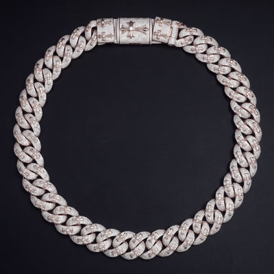 Chaîne Cubaine Miami Croix 20 mm diamant naturel Femme - produit seul - Emir ICE