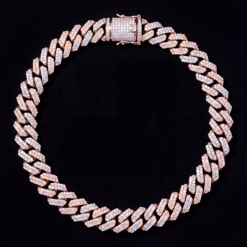 Chaîne Cubaine Miami Iced Out 15 mm diamant de laboratoire Femme - portée par une femme - Emir ICE