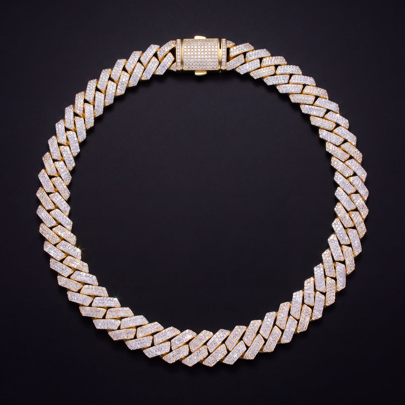 Chaîne Cubaine Miami 18 mm moissanite Homme - porté par un homme - Emir ICE