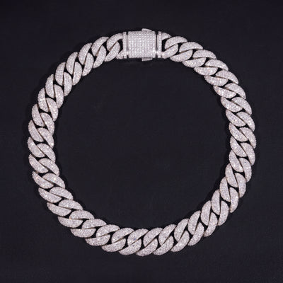 Chaîne Cubaine Mosaïque 15 mm moissanite Homme - produit seul - Emir ICE