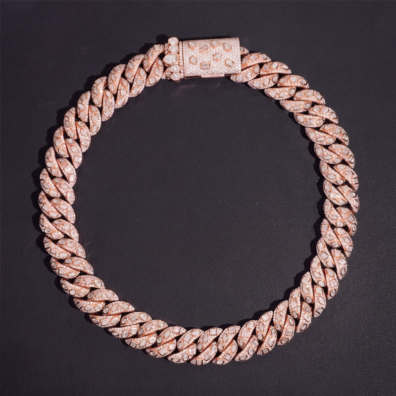 Chaîne Cubaine Taille Fantaisie 15 mm diamant de laboratoire Homme - porté par un homme - Emir ICE
