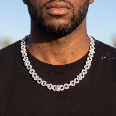 Chaîne Infinity Hip Hop 13 mm moissanite Homme - porté par un homme - Emir ICE