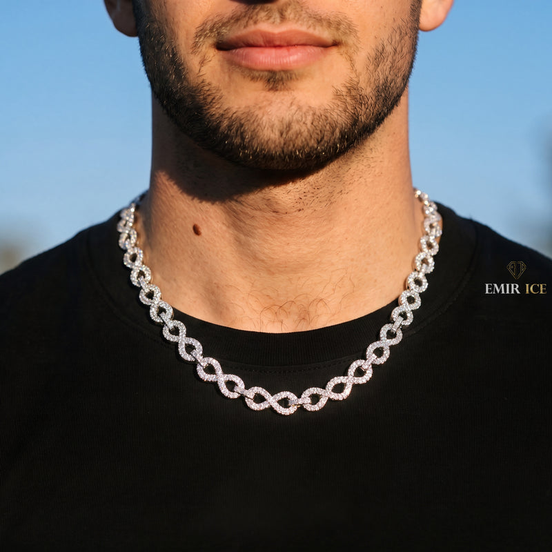 Chaîne Infinity 10 mm moissanite Homme - porté par un homme - Emir ICE