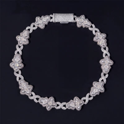 Chaîne Maillon Croix Fleur 18 mm diamant naturel Homme - produit seul - Emir ICE