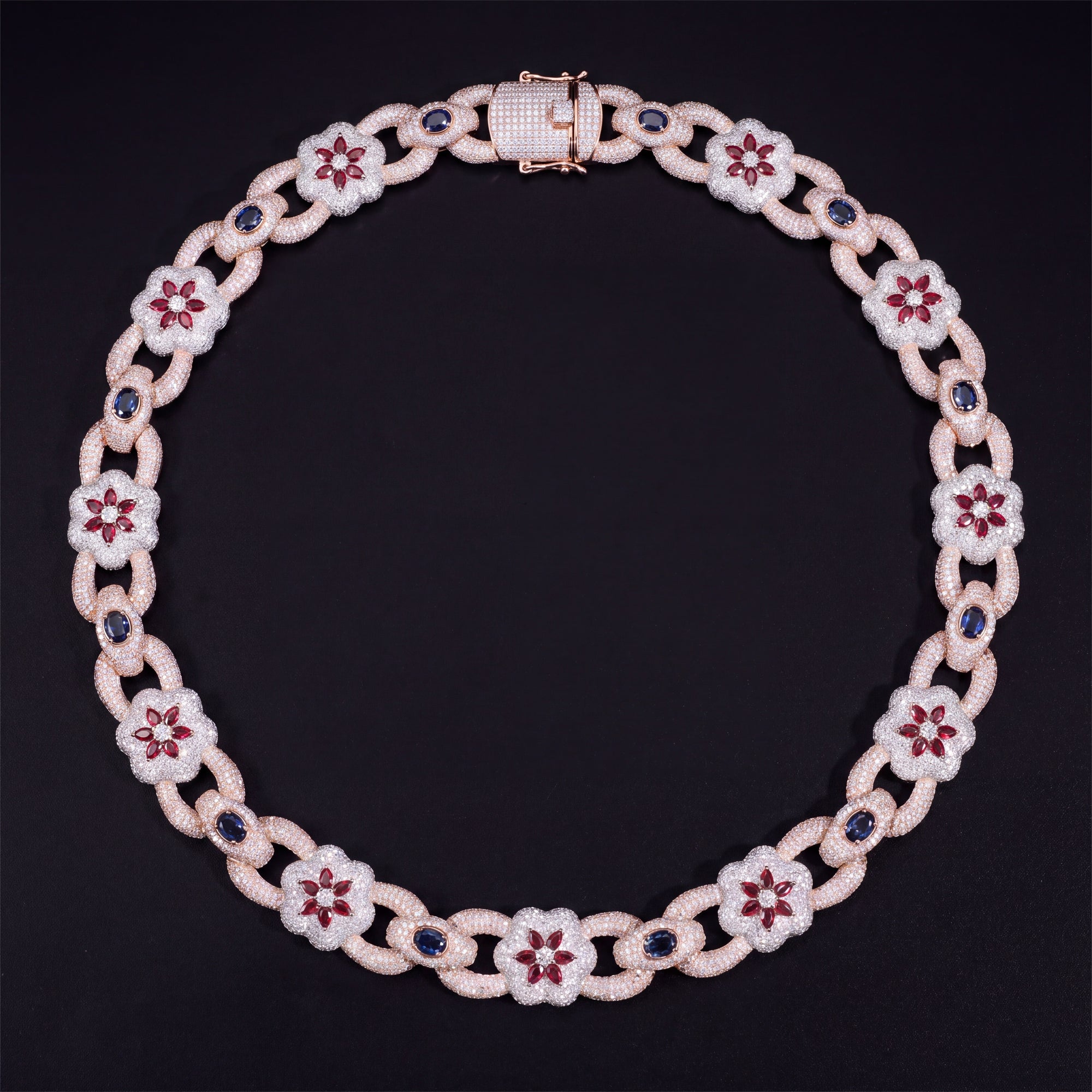 Chaîne Maillon Fleur Bicolore 22 mm diamant de laboratoire Femme - produit seul - Emir ICE