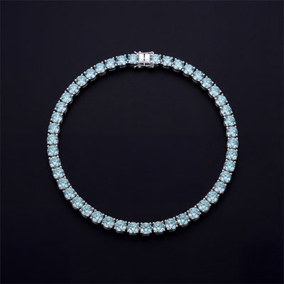 Chaîne Tennis Bleu Tiffany 6,5 mm diamant de laboratoire Femme - produit seul - Emir ICE