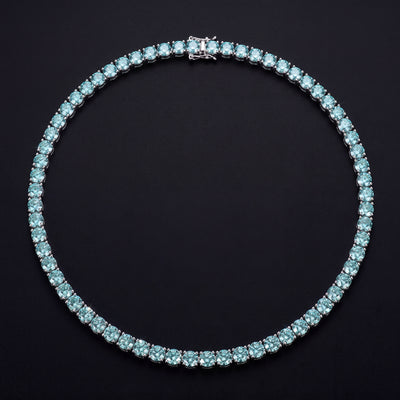 Chaîne Tennis Bleu Tiffany 3 mm - 4 mm moissanite Femme - produit seul - Emir ICE