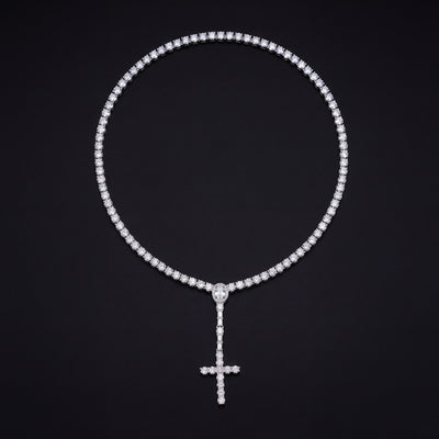 Chaîne Tennis Chapelet Croix 3 mm diamant de laboratoire Femme - produit seul - Emir ICE