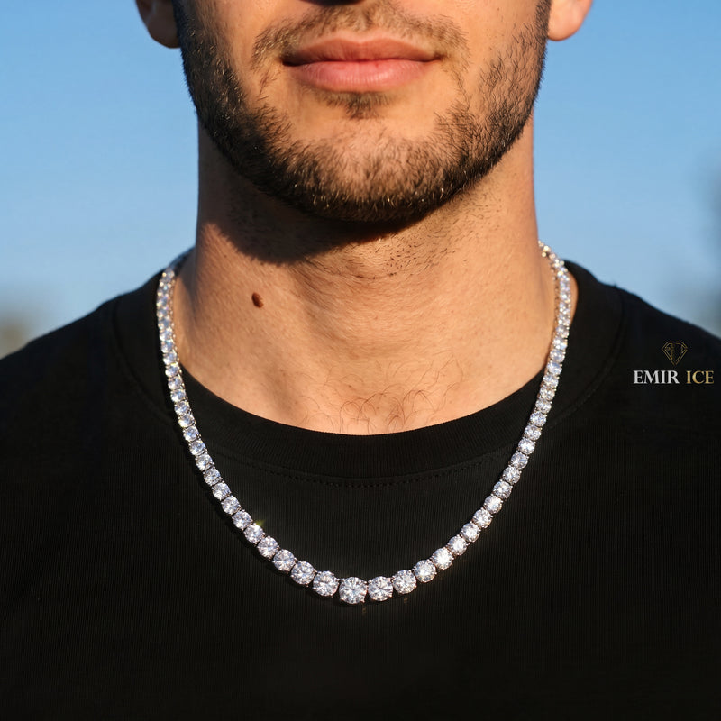 Chaîne Tennis Dégradée diamant naturel Homme - porté par un homme - Emir ICE