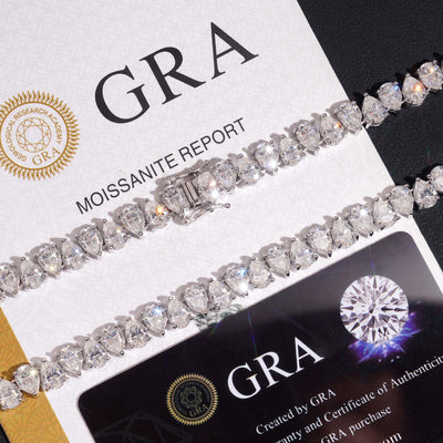 Chaîne Tennis Taille Poire Serti Inversé moissanite avec certificat GRA - Emir ICE