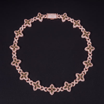 Chaîne Trèfle Péridot 18 mm diamant de laboratoire Femme - produit seul - Emir ICE