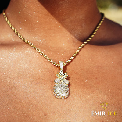 COLLIER PENDENTIF ANANAS DIAMANT FEMME OR JAUNE