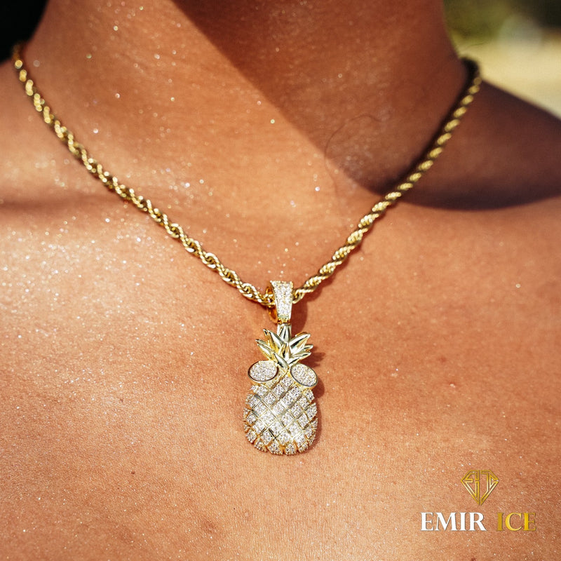 COLLIER PENDENTIF ANANAS DIAMANT FEMME OR JAUNE Bijouterie Bijoux Diamant Emirice.com