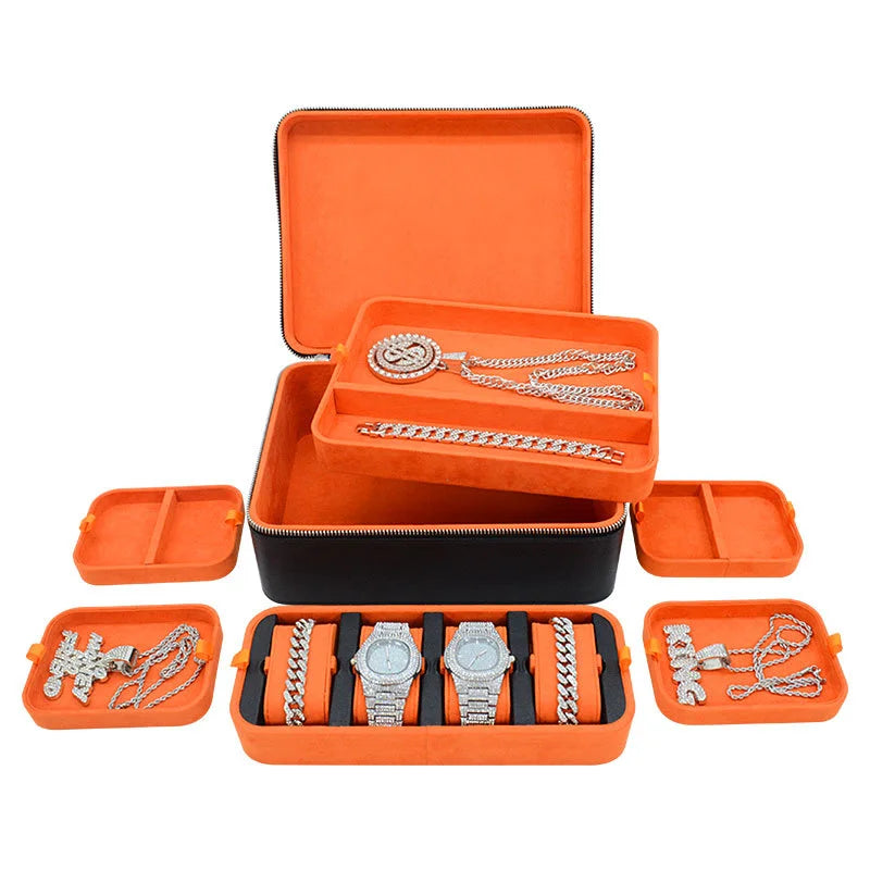 LUXURY LEATHER JEWELRY BOX - DARK BLUE