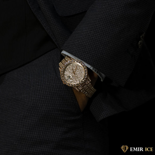 Réplique de montre en diamant bling bling couleur or rose - Emir ICE