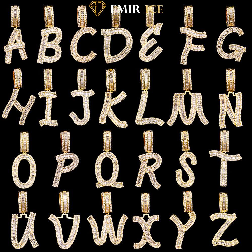 COLLIER PENDENTIF INITIALE BAGUETTE - Emirice.com