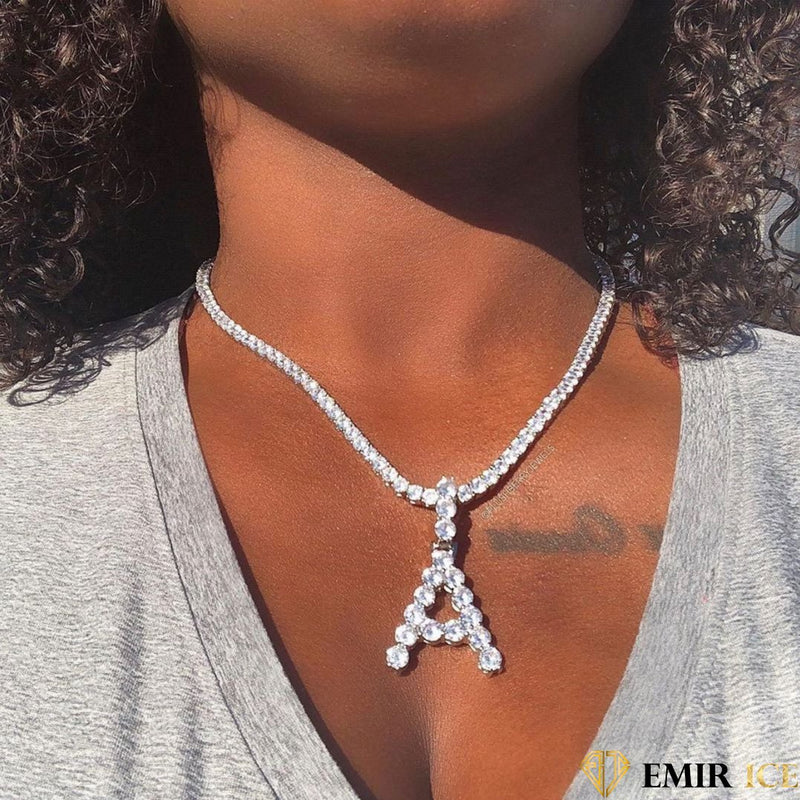 COLLIER PENDENTIF FEMME LETTRE EN DIAMANT - Emirice.com
