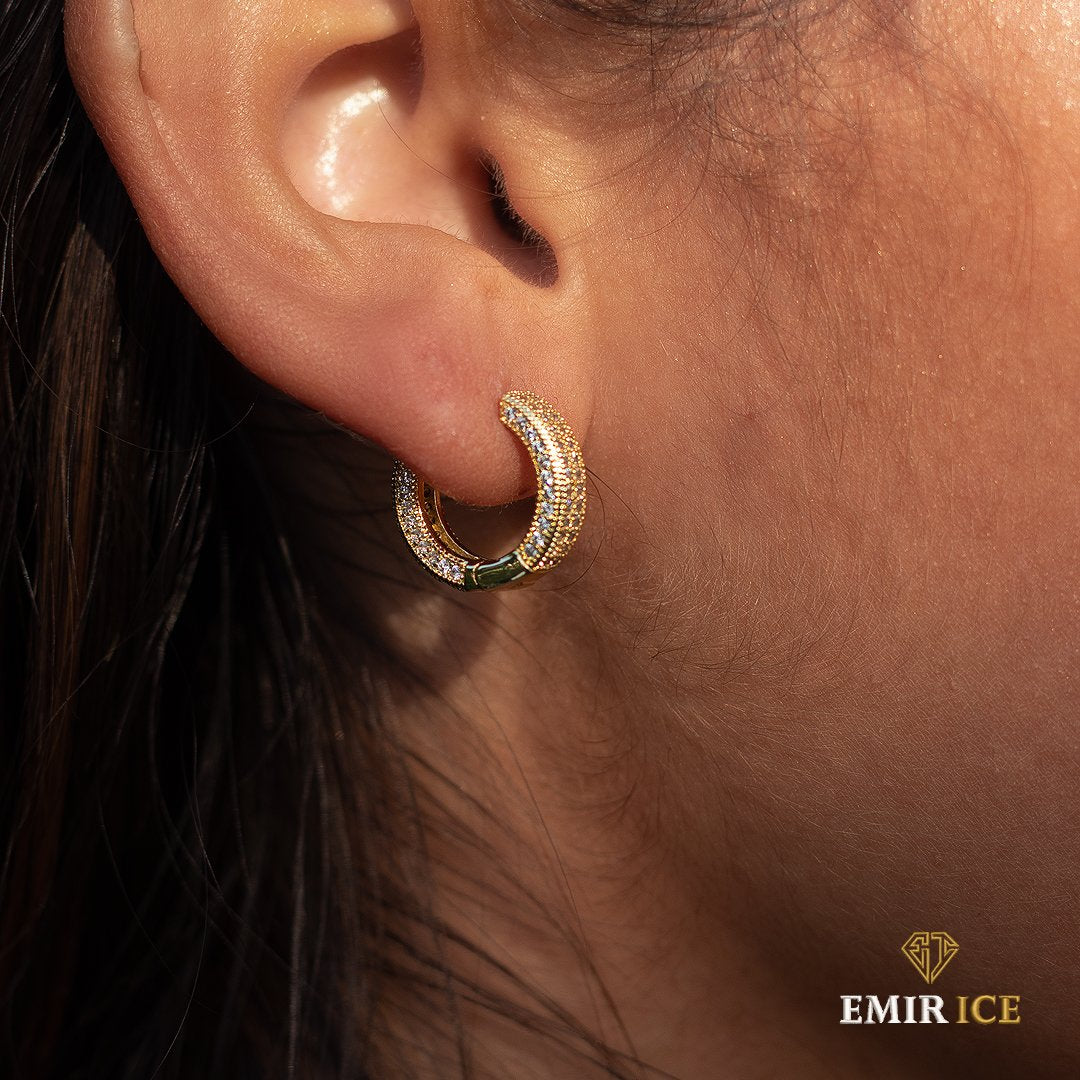 Boucle d'oreille jonc en diamant pour femme plaqué or jaune 14K