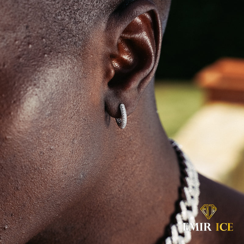 BOUCLE D'OREILLE JONC DIAMANT OR BLANC - Emirice.com