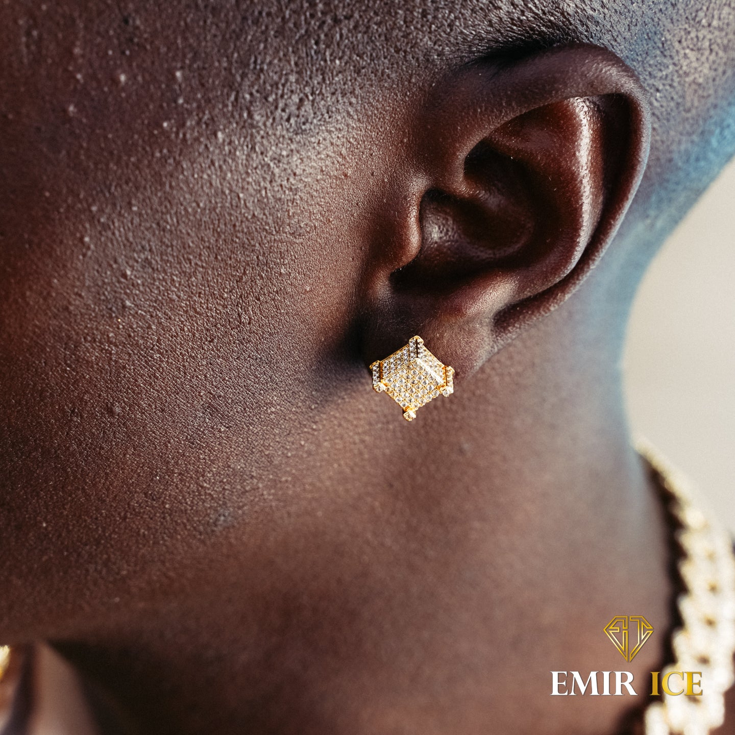 Lot 10 Paires Boucles D'Oreilles Carrées Diamant Homme 8 Mm - Zircon Cubique Argent Noir Acier Inox