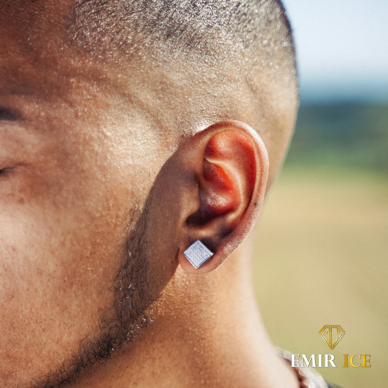 BOUCLE D'OREILLE PAVÉ DIAMANT OR BLANC - Emirice.com