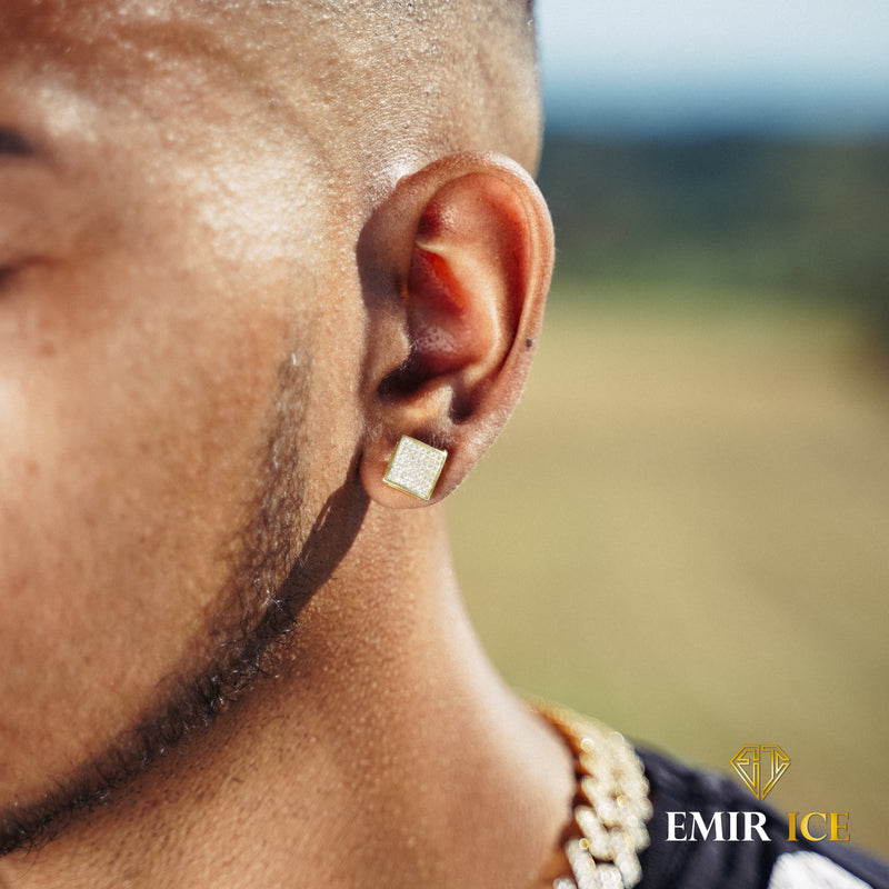 BOUCLE D'OREILLE PAVÉ DIAMANT OR JAUNE - Emirice.com