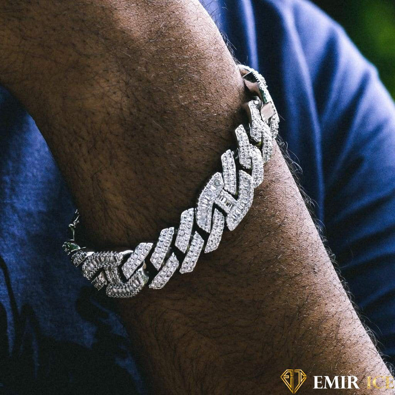 BRACELET EMIR BAGUETTE GUCCI LINK 14MM OR BLANC Bijouterie Bijoux Diamant Emirice.com