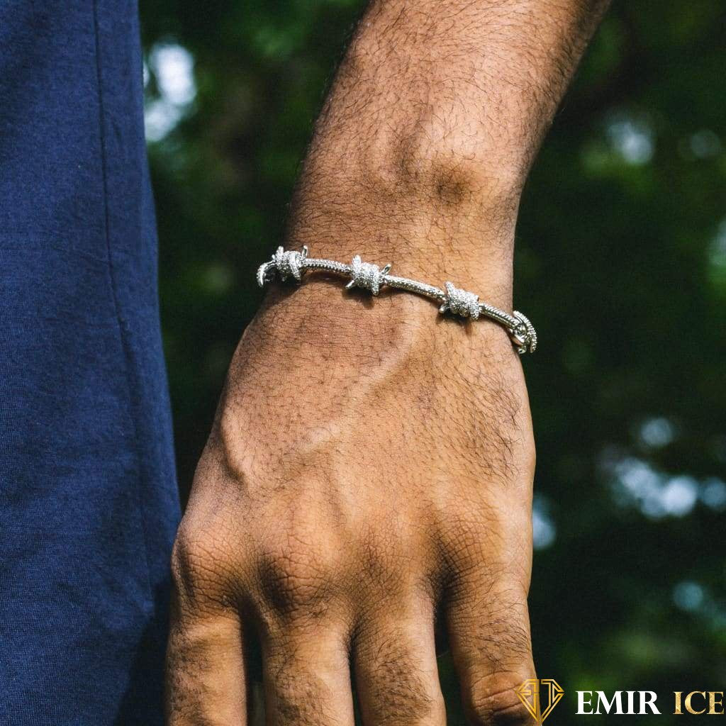 BRACELET EMIR BARBELÉ OR BLANC