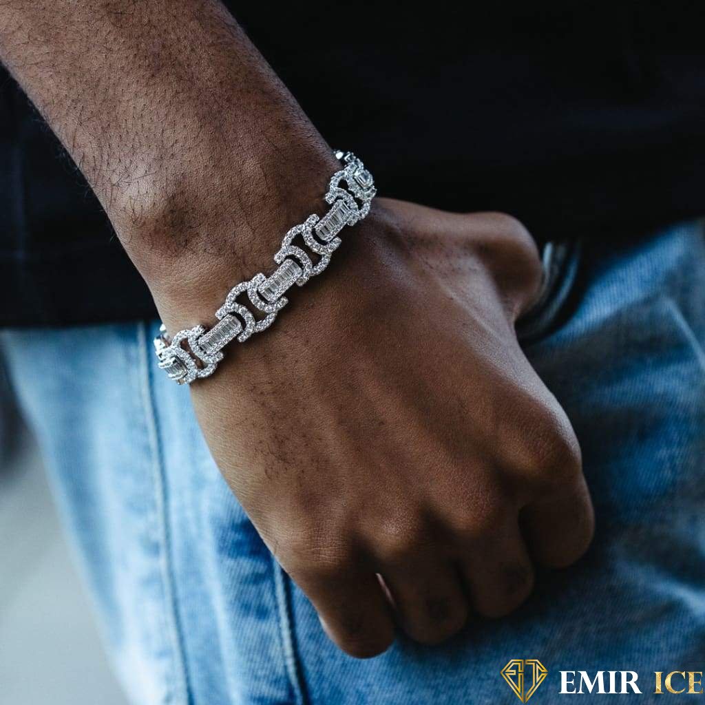 BRACELET MAILLE BYZANTINE OR BLANC - 13MM