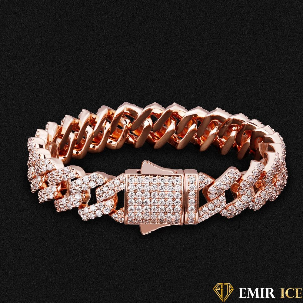 EMIR PRONG LINK ROSE GOLD BRACELET - 14MM
