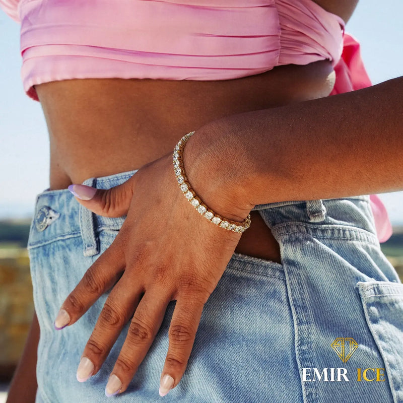 BRACELET EN DIAMANT TENNIS OR JAUNE FEMME Bijouterie Bijoux Diamant Emirice.com