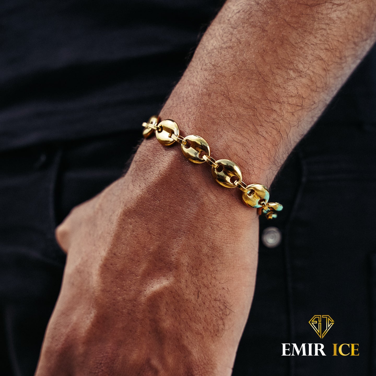 PULSERA DE GRANOS DE CAFÉ DE ORO AMARILLO