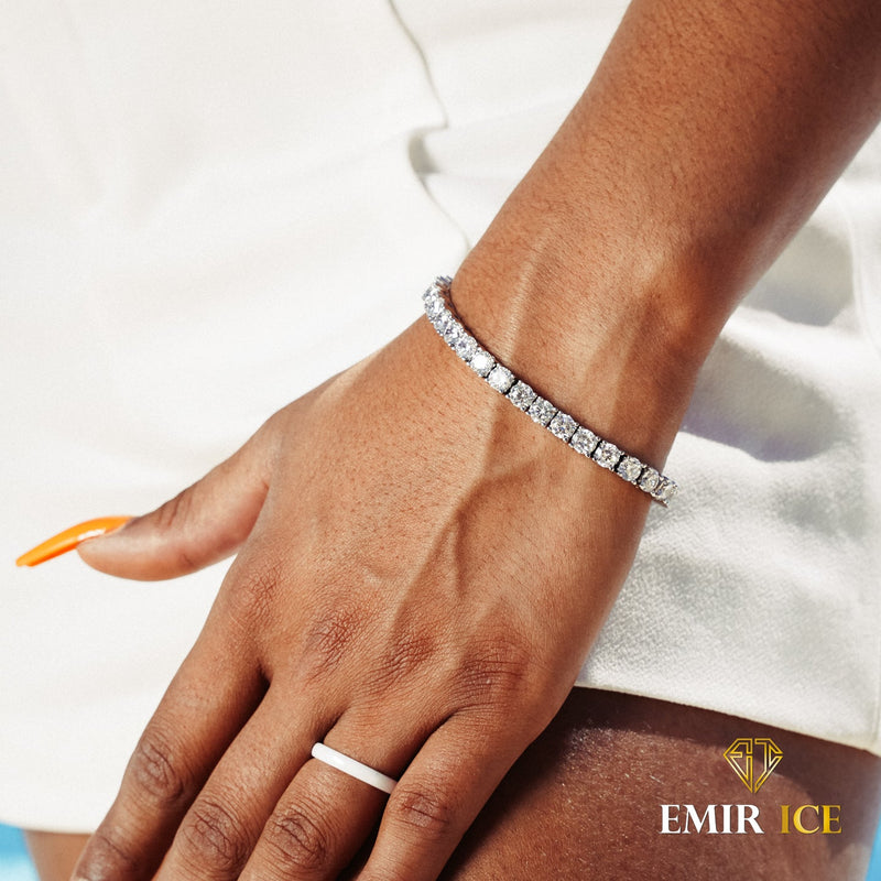 BRACELET EN DIAMANT TENNIS OR BLANC FEMME Bijouterie Bijoux Diamant Emirice.com