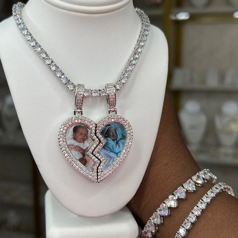 COLLIER PENDENTIF COEUR SÉPARABLE PORTE-PHOTO Bijouterie Bijoux Diamant Emirice.com