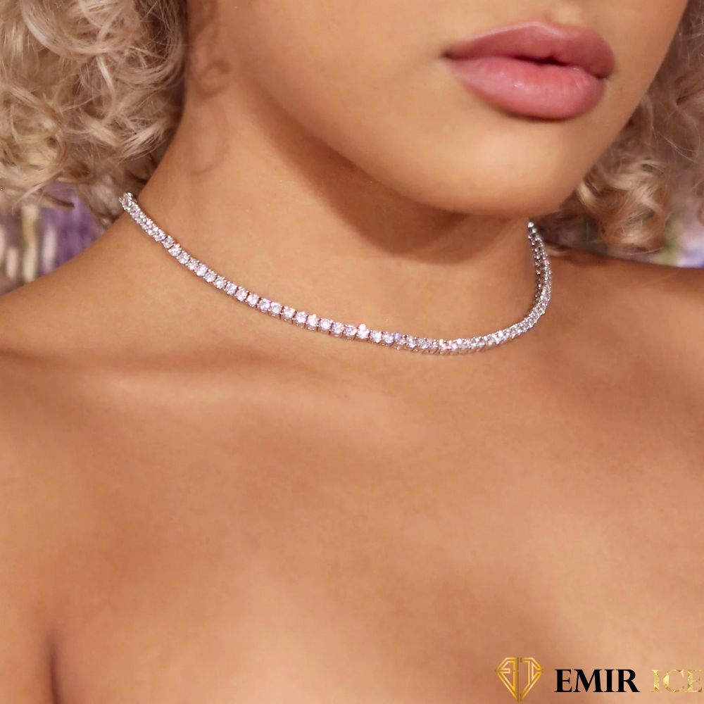 DIAMOND TENNIS NECKLACE FOR WOMEN WHITE GOLD 3MM