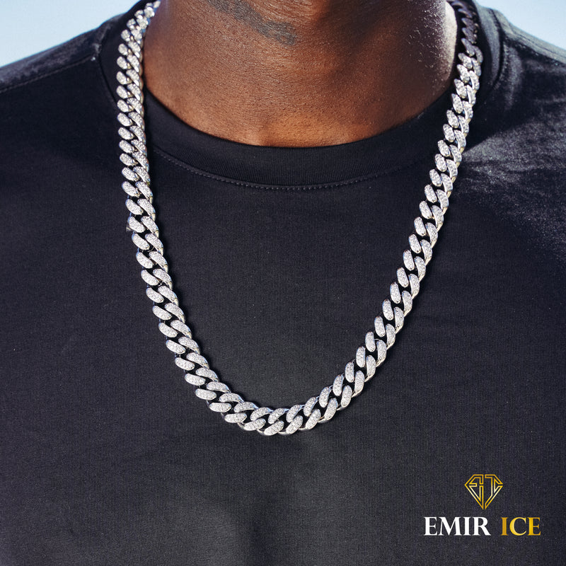 CHAINE CUBAINE OR BLANC - 12MM - Emirice.com
