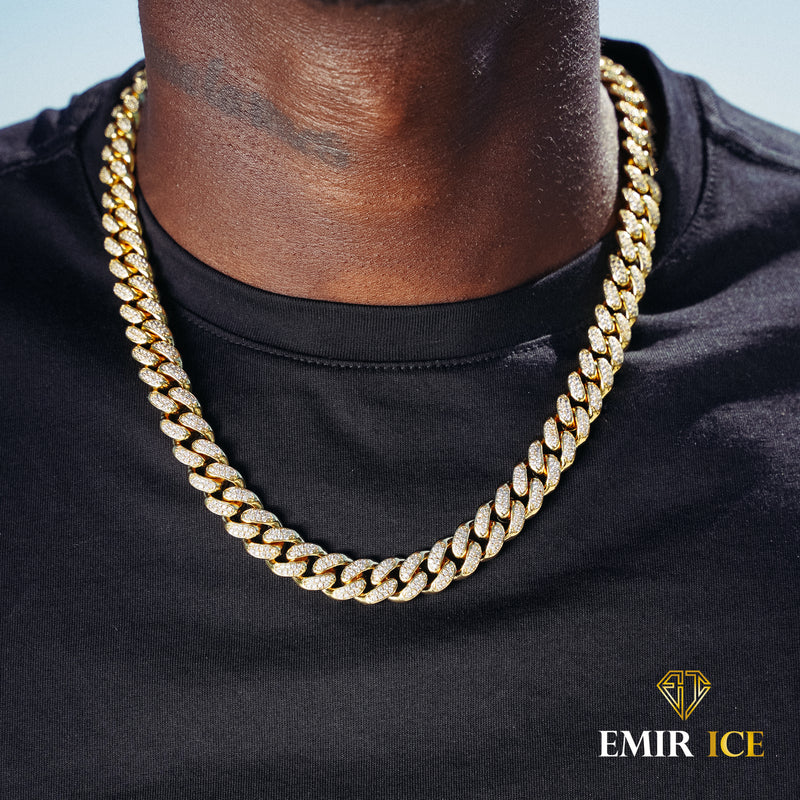 CHAINE CUBAINE OR JAUNE - 12MM - Emirice.com