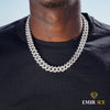 CHAINE PRONG CUBAN LINK DIAMANT OR BLANC - 14MM
