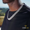 CHAINE PRONG CUBAN LINK DIAMANT OR BLANC - 14MM