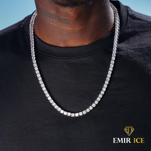 Or Blanc Riviere De Diamant Homme Chaine Tennis En Diamant Plaqué